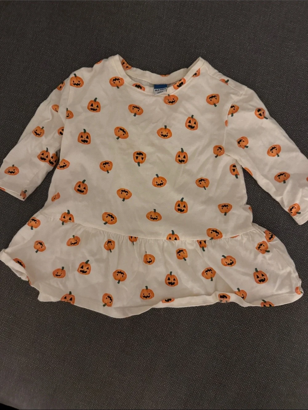 Halloween Pumpkin Baby Girls Ruffle Top